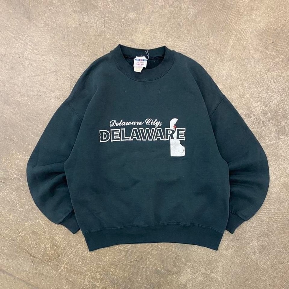 Vintage 90s Delaware City Delaware Location Destination Jerzees Crewneck Size L